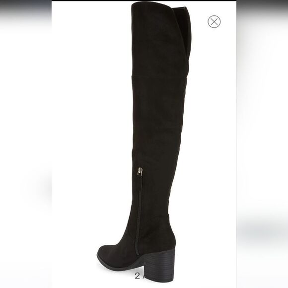 New BP Luke Over The Knee Boot Western cowgirl suede black tall heels boots - Picture 3 of 7